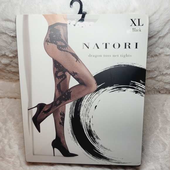 Natori Dragon Toss Net Tights Black Fishnet Halloween Cosplay Sexy XL New OOS - Picture 1 of 12